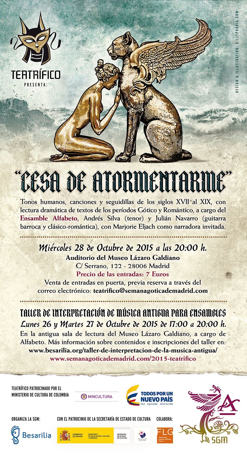 Cartel de la séptima edición de Teatrífico de la Semana Gótica de Madrid diseñado por Billyphobia