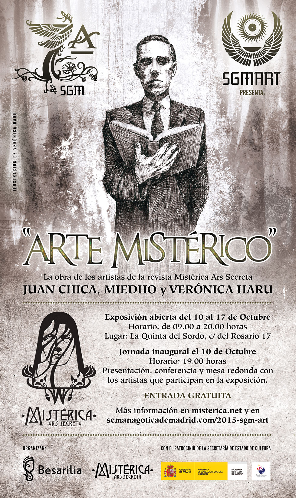 Cartel de la séptima edición de SGM Art de la Semana Gótica de Madrid a partir de la ilustración de Verónica Haru